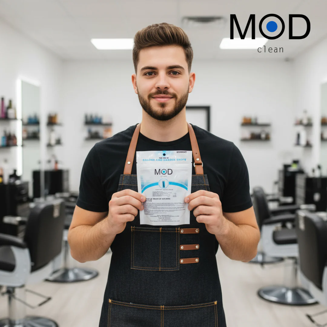 MOD Clean Eco-Friendly Salon & Barbershop Disinfectant, Fungicide & Virucide Water-Soluble Pods - Blue (32 pack) - Image 7