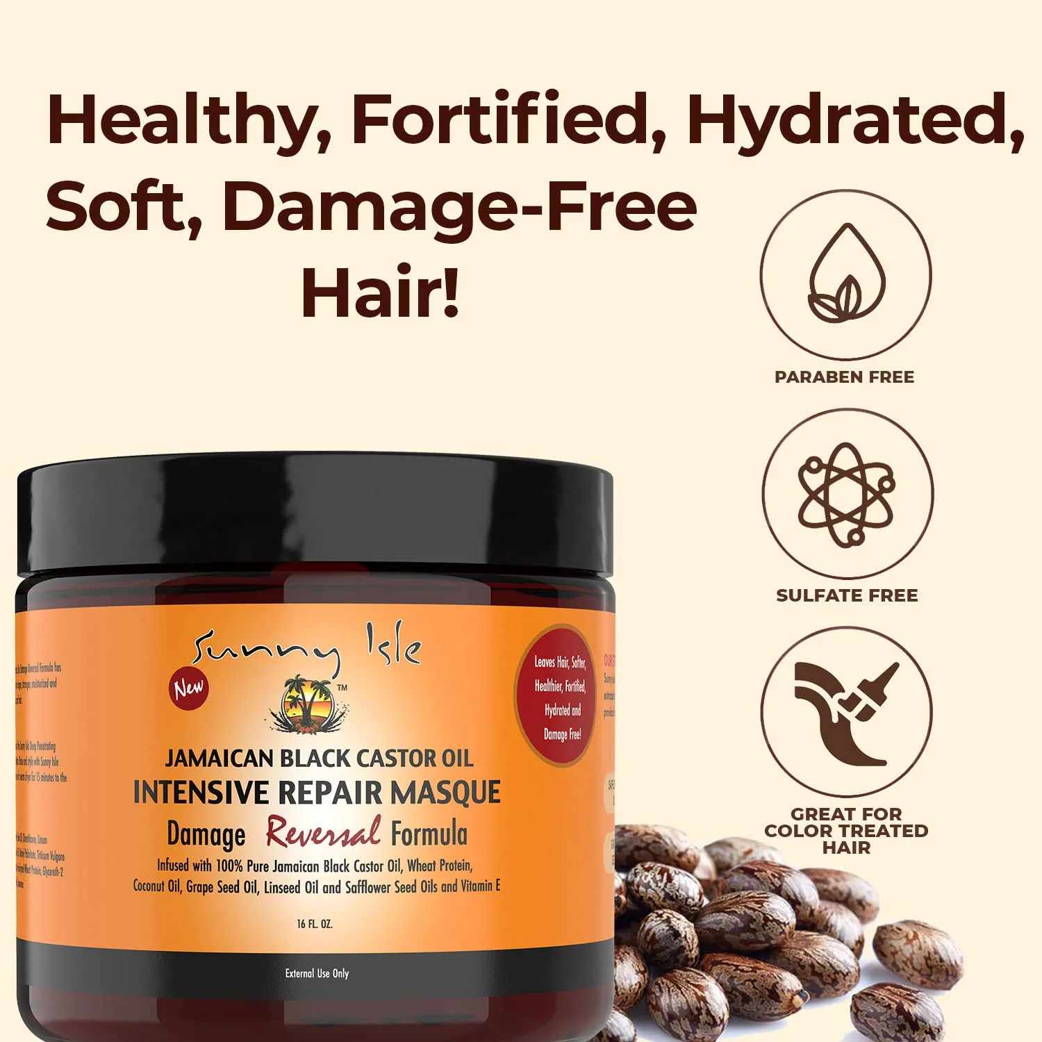 Sunny Isle Jamaican Black Castor Oil Intensive Repair Masque (480ml/16oz) - Image 7