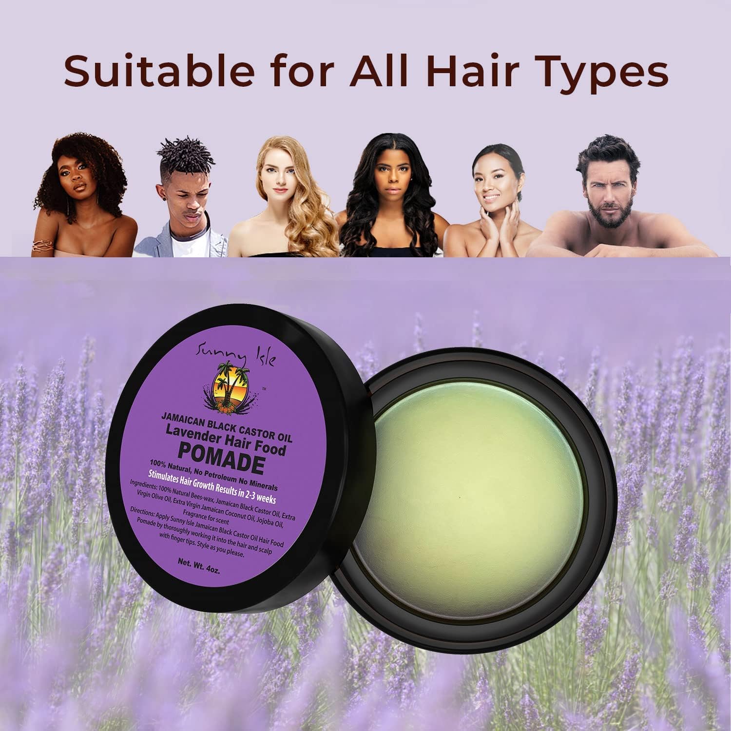Sunny Isle Jamaican Black Castor Oil Lavender Hair Food Pomade (120ml/4oz) - Image 4